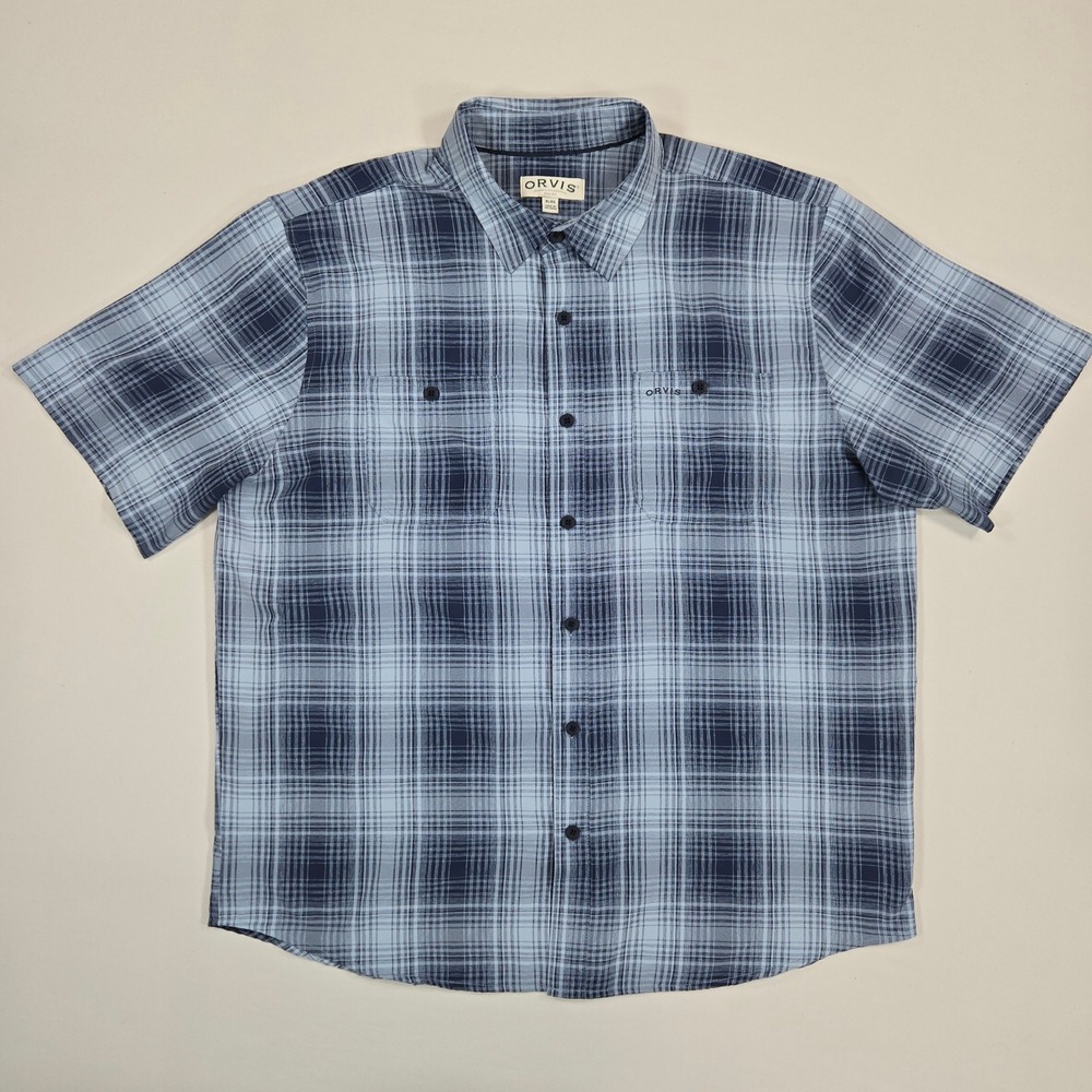 Orvis Classic Collection XL Blue Plaid Short Sleeve Outdoor Fishing Shirt
